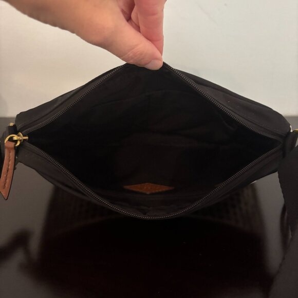 Fossil Bailey Black and White Polka Dot Nylon Canvas Crossbody Shoulder Bag - Picture 11 of 13